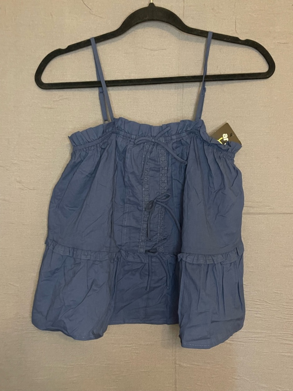 Art Class Girls XL 14 Blue Tiered Cami Tank Top Ruffle Lace Front NWT
